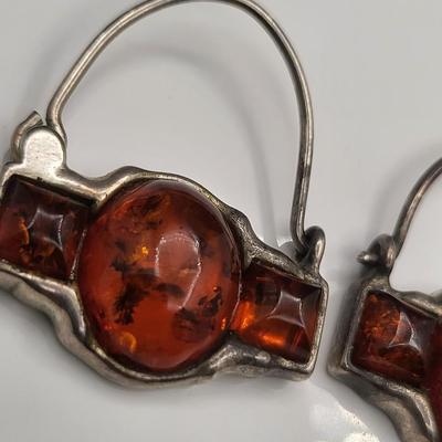 925 Genuine Amber Earrings 5.9gr