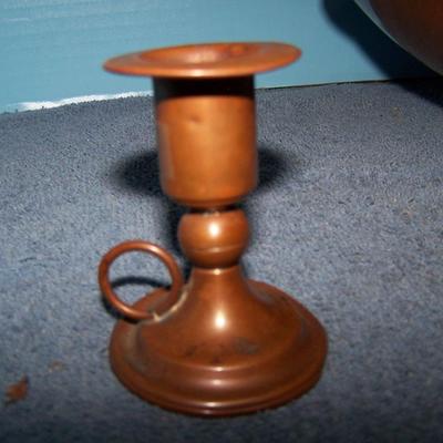 LOT 130 WONDERFUL VINTAGE COPPER BOWL/CANDLESTICKS plus