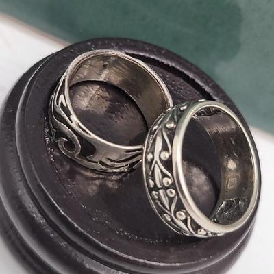 Two Sterling Silver Band Rings 8.8gr