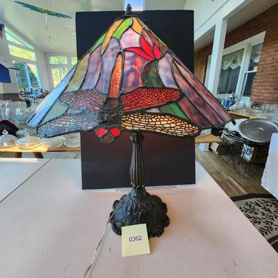 Tiffany Style Dragonfly Stained Glass Table lamp 25" tall