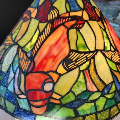 Tiffany Style Koi Fish Stained Glass Table Lamp 2 pull chain Lights