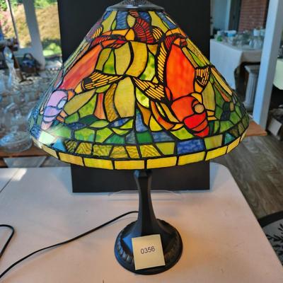 Tiffany Style Koi Fish Stained Glass Table Lamp 2 pull chain Lights