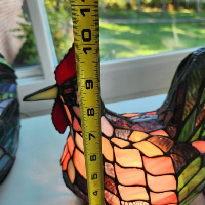 Stained Glass Chicken Accent Table Light