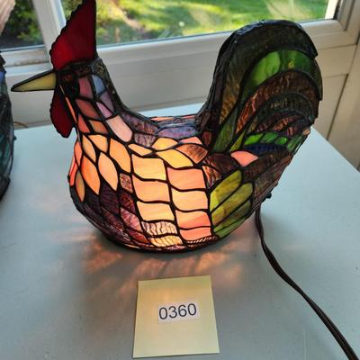 Stained Glass Chicken Accent Table Light