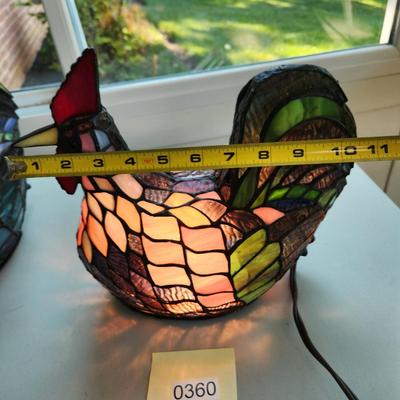 Stained Glass Chicken Accent Table Light