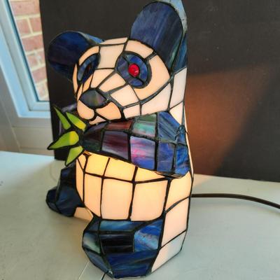 Stained Glass Panda Bear Accent Table Light