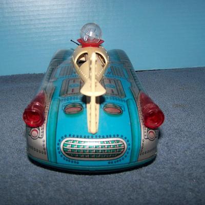 LOT 167 FAB COLLECTABLE TIN LITHO BLUE SPACE ROCKET TOY CAR