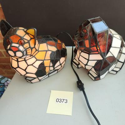 Dog & Cat Stained Glass Accent Lamps Lights