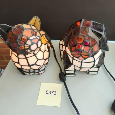 Dog & Cat Stained Glass Accent Lamps Lights