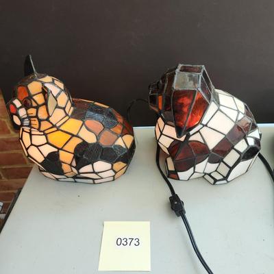 Dog & Cat Stained Glass Accent Lamps Lights