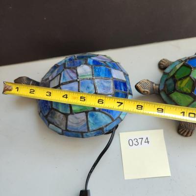 lot of 3 of Stained Glass Turtles Accent Lights lamps
