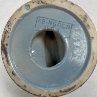 Vintage 1950's Abingdon Pottery Double Candlestick Holder Blue & Gold