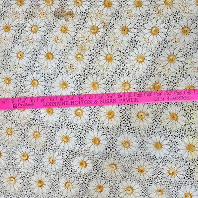 Antique crocheted yellow daisy 70” x 44” bedspread