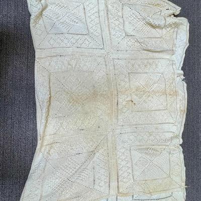 Antique Crocheted or Knitted Tablecloth or