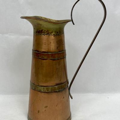 Vintage Copper & Brass Pitcher Brand Tankard Uwar Pitcher