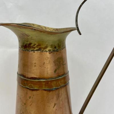 Vintage Copper & Brass Pitcher Brand Tankard Uwar Pitcher