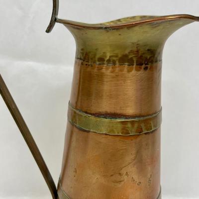 Vintage Copper & Brass Pitcher Brand Tankard Uwar Pitcher