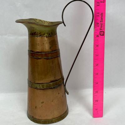Vintage Copper & Brass Pitcher Brand Tankard Uwar Pitcher