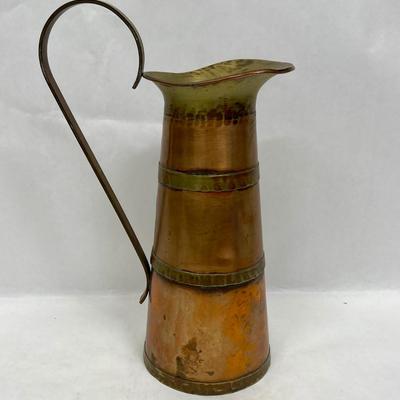 Vintage Copper & Brass Pitcher Brand Tankard Uwar Pitcher