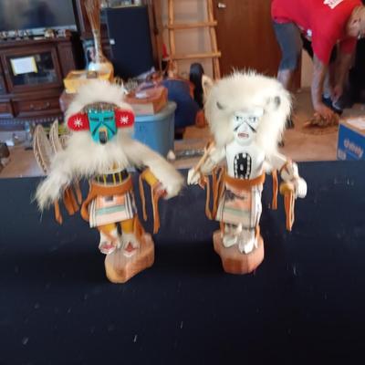 2 AUTHENTIC INDIAN MADE KACHINAS "EAGLE DANCER" & "WHITE BUFFALO"