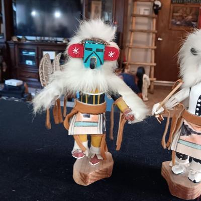 2 AUTHENTIC INDIAN MADE KACHINAS "EAGLE DANCER" & "WHITE BUFFALO"