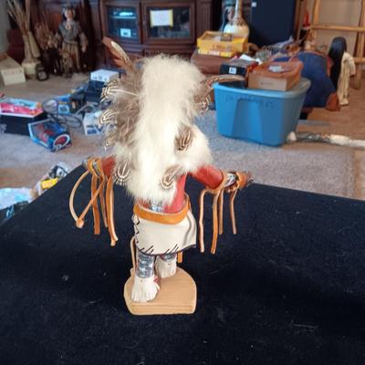 2 NATIVE AMERICAN MADE KACHINAS "BADGER" & "WHITE BUFFALO"