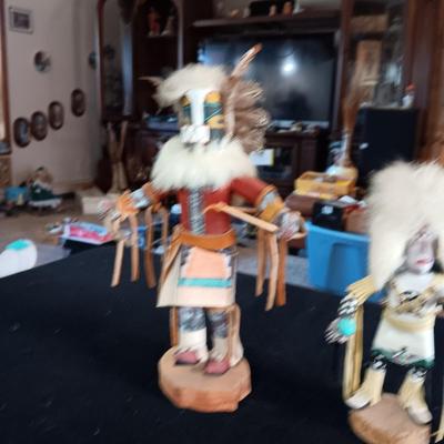 2 NATIVE AMERICAN MADE KACHINAS "BADGER" & "WHITE BUFFALO"