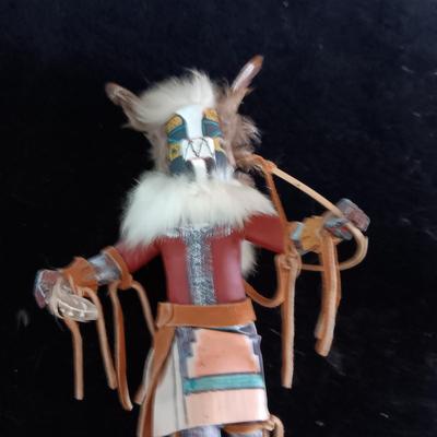 2 NATIVE AMERICAN MADE KACHINAS "BADGER" & "WHITE BUFFALO"