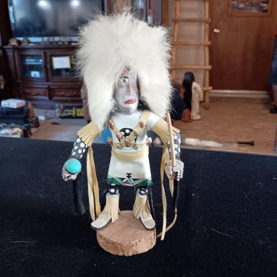 2 NATIVE AMERICAN MADE KACHINAS "BADGER" & "WHITE BUFFALO"