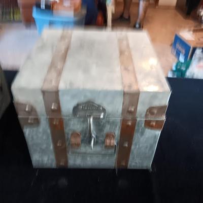 2 GALVANIZED HINGED BOXES W/BRASS HARDWARE