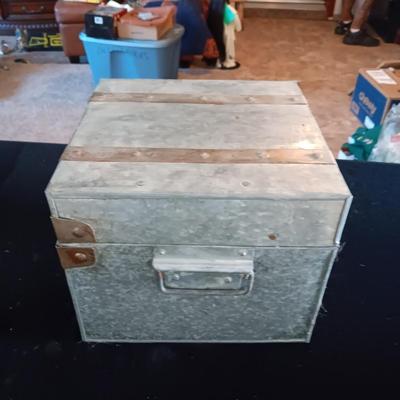 2 GALVANIZED HINGED BOXES W/BRASS HARDWARE