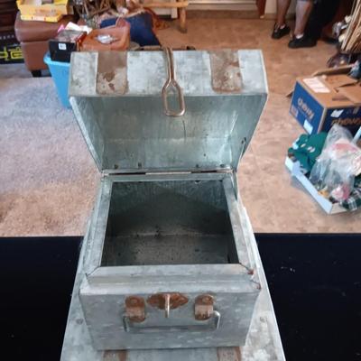 2 GALVANIZED HINGED BOXES W/BRASS HARDWARE