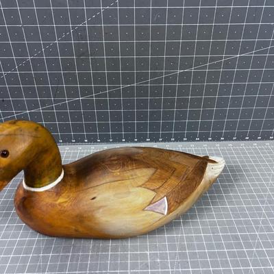 Signed K E Lind, Hand Carved DUCK Decoy 