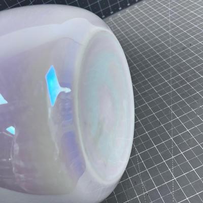 Opalescent Cased Glass Vase White 