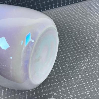 Opalescent Cased Glass Vase White 