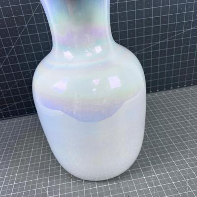 Opalescent Cased Glass Vase White 