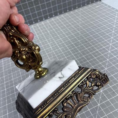Candelabra Glass & Brass with Marble Base