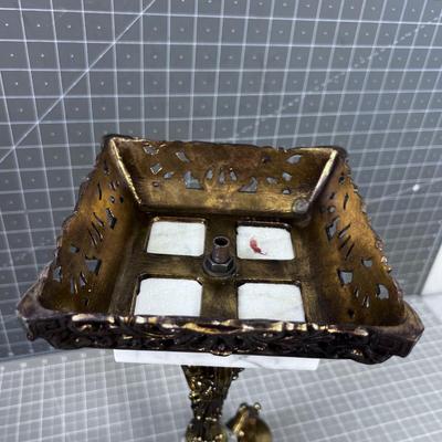 Candelabra Glass & Brass with Marble Base