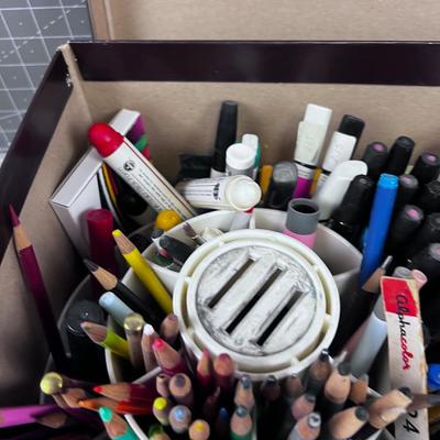 Super Lot Of Art Supplies: Crayons, Pastels, Markers, 