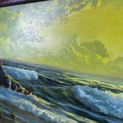 Oil Painting SEA Scape by Carrick Neat Frame 