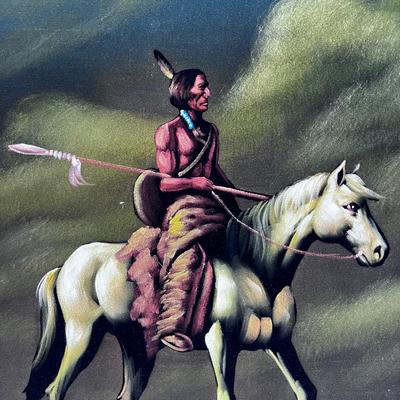 Velvet Painting NATIVE American on Horseback 