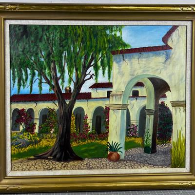Oil On Canvas, No Signature, VINTAGE  Spanish Mission 