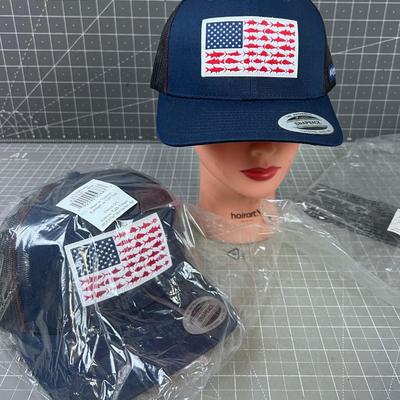 2 NEW Columbia Snapback Hats fish-flag NEW 