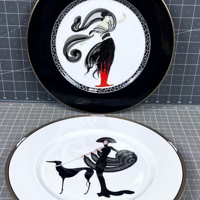 ERTÉ Art Deco Design Decorator Plates (2) 