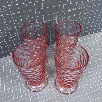Pink Block Optic Tumblers (4) 