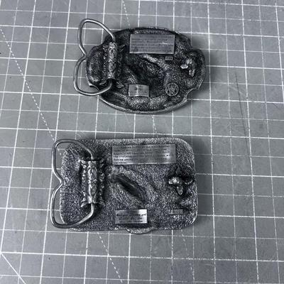 2 Fishing Belt Buckles from Siskiyou Dated 1982 