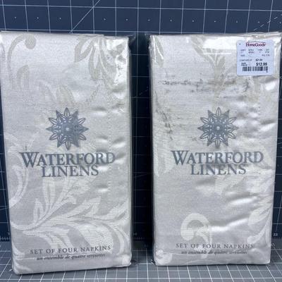 2 Sets of 4 Waterford Napkin Sets WINTER SCROLL Style Pattern 