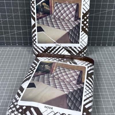 2 VINTAGE Flat Sheets Double Size Brown NEW