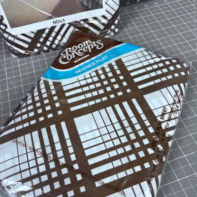 2 VINTAGE Flat Sheets Double Size Brown NEW