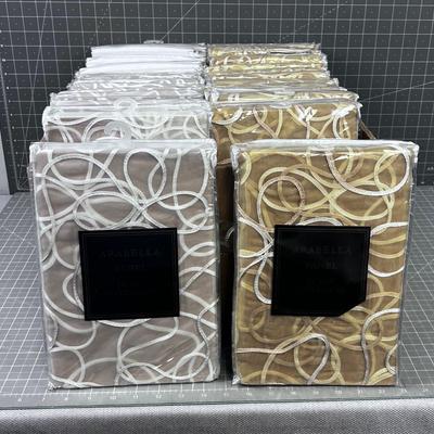 CASE Full of Sheer Window Arabella Panels; Gold and Silver Tone Colors (13 of Each) 